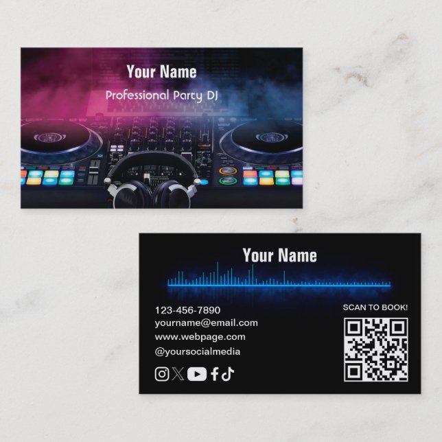 Tarjeta De Visita DJ  Business Card (Anverso / Reverso)
