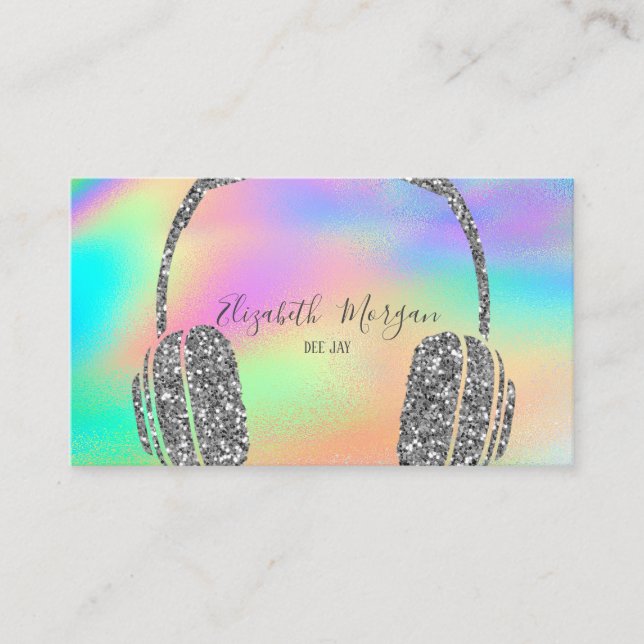 Tarjeta De Visita DJ de auriculares para Purpurina holográfico moder (Anverso)
