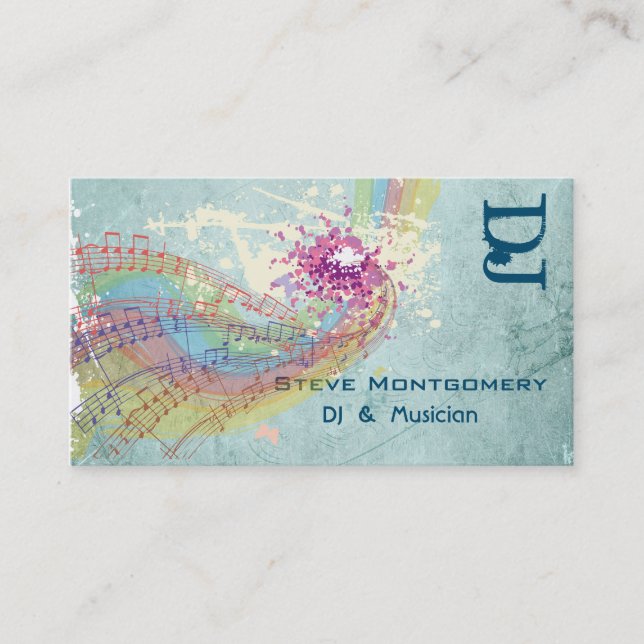 Tarjeta De Visita Dj de estilo retro y músico (Anverso)