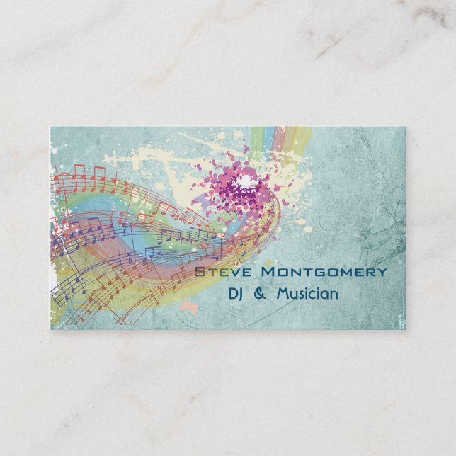 Tarjeta De Visita Dj de estilo retro y músico (Anverso)