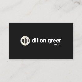 Tarjeta De Visita DJ de música de audio negro moderno