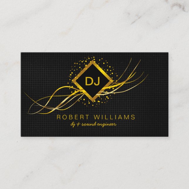 Tarjeta De Visita DJ Deejay Profesional Gold Faux Music Teacher (Anverso)