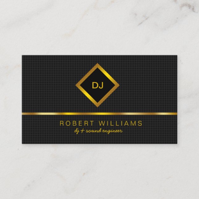 Tarjeta De Visita DJ Deejay Profesional Gold Faux Music Teacher (Anverso)
