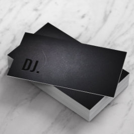 Tarjeta De Visita DJ Deejay Profesional Negro Negrita Texto elegante