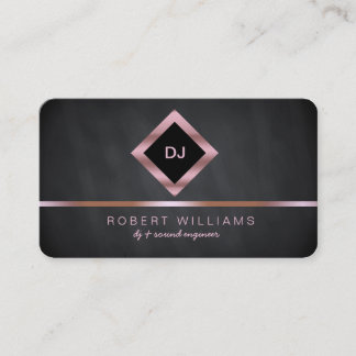 Tarjeta De Visita DJ Deejay Profesional Rosa Gold Faux Music Busine