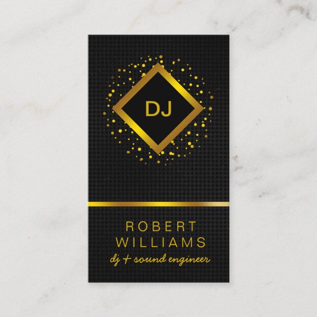 Tarjeta De Visita DJ Deejay Professional Gold Faux Music Profesora (Anverso)