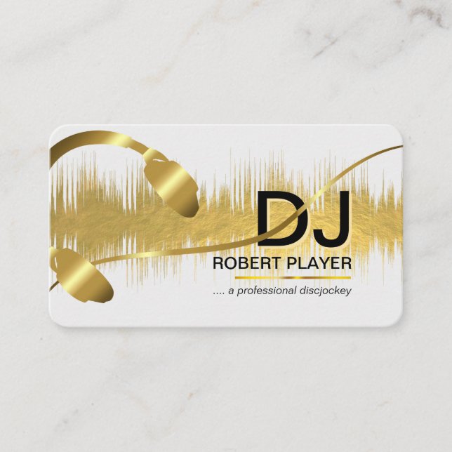 Tarjeta De Visita DJ Deejay Professional Music Band Event Gold (Anverso)
