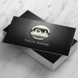 Tarjeta De Visita DJ Deejay Steel Monogram Modern Metal