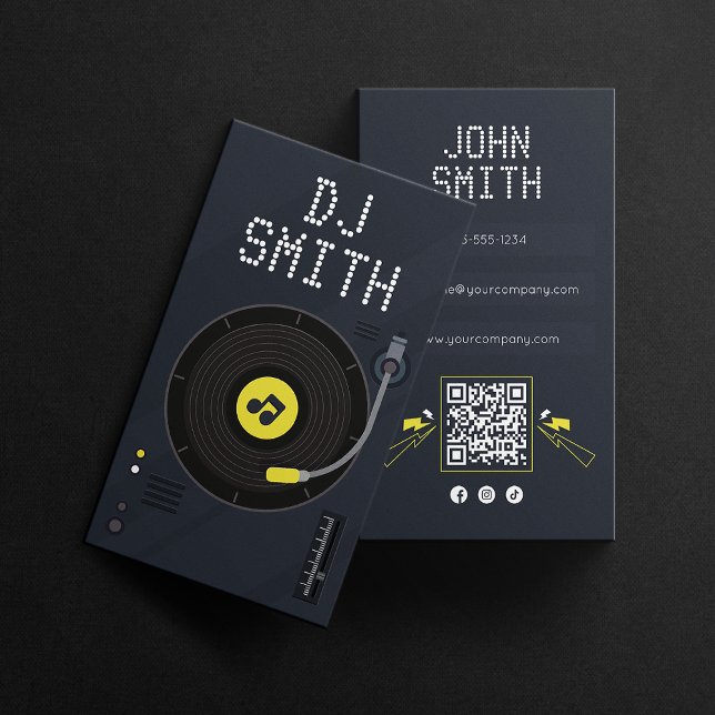 Tarjeta De Visita DJ DJ DJ de moda DJ Vinyl Deejay Music QR Code (Subido por el creador)