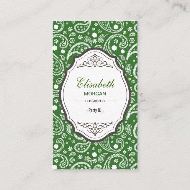 Tarjeta De Visita DJ fiesta - Patrón Retro Paisley (Anverso)