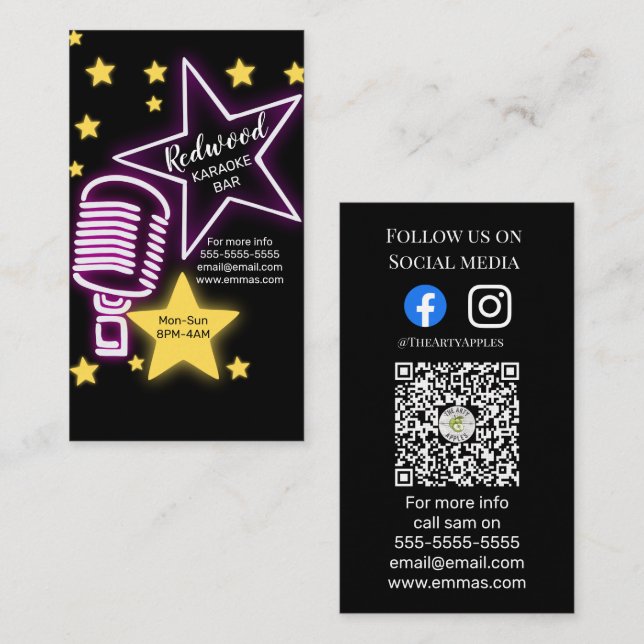 Tarjeta De Visita DJ fiesta planner glow disco disco karaoke club (Anverso / Reverso)