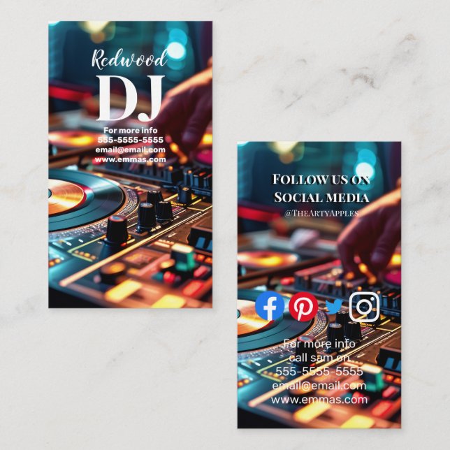 Tarjeta De Visita DJ fiesta planner glow disco disco karaoke club (Anverso / Reverso)