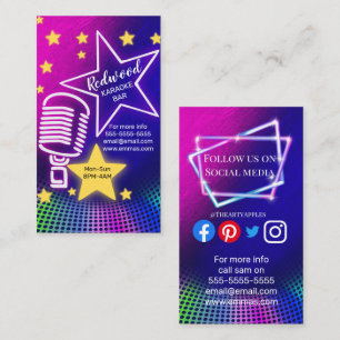 Tarjeta De Visita DJ fiesta planner glow disco disco karaoke club