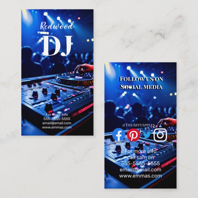 Tarjeta De Visita DJ fiesta planner glow disco disco karaoke club (Anverso / Reverso)