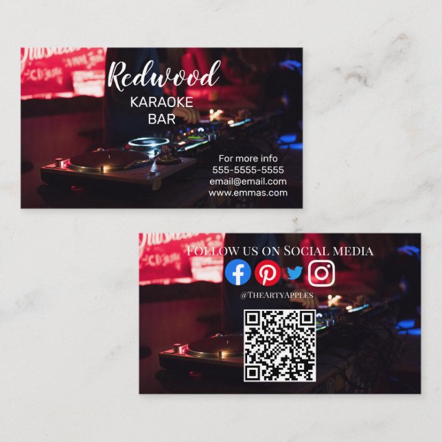 Tarjeta De Visita DJ fiesta planner glow disco disco karaoke Club Bu (Anverso / Reverso)