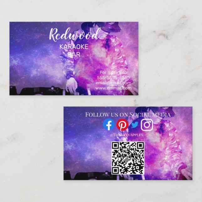 Tarjeta De Visita DJ fiesta planner glow disco disco karaoke Club Bu (Anverso / Reverso)