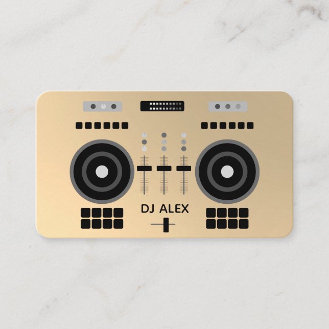 Tarjeta De Visita DJ Gold Metallic Faux Modern 2019 (Anverso)