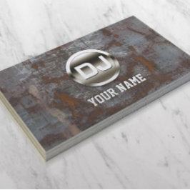 Tarjeta De Visita DJ Grunge Metalizado Monograma Guay