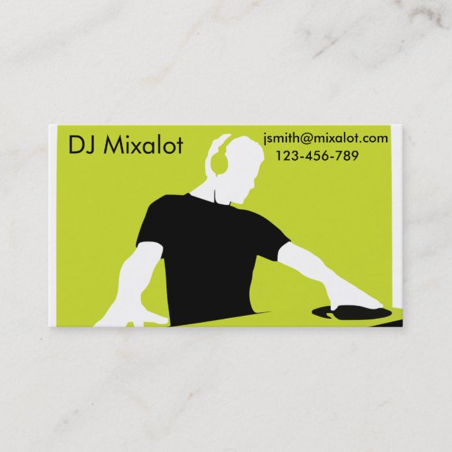 Tarjeta De Visita DJ independiente Disk Jockey música elegante de li (Anverso)