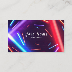 Tarjeta De Visita DJ Luces de Neón Coloridas Vibrantes - Destácate