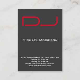 Tarjeta De Visita DJ Modern profesional gris rojo