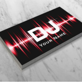 Tarjeta De Visita DJ Modern Red Beats Professional Deejay Music