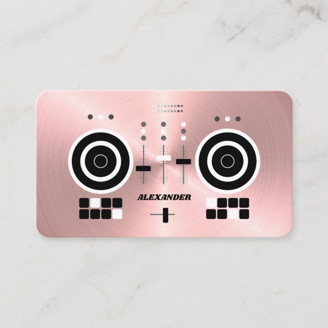 Tarjeta De Visita DJ Modern Rosa Gold-Tone Faux 2019 (Anverso)