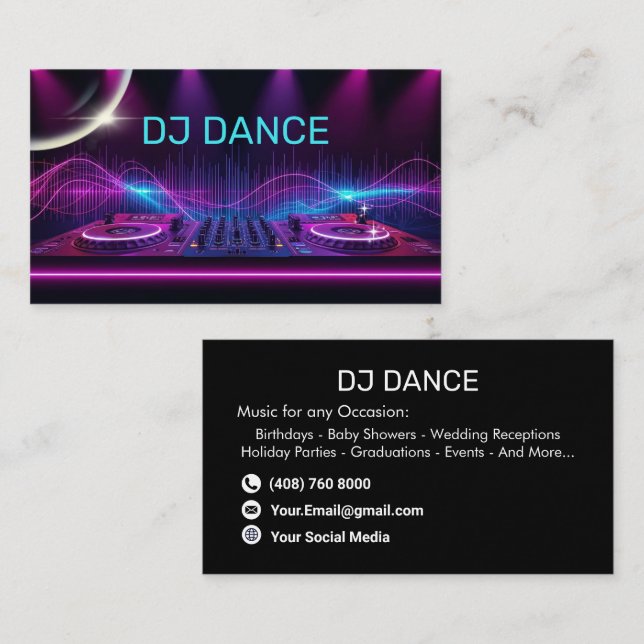 Tarjeta De Visita DJ moderno (Anverso / Reverso)