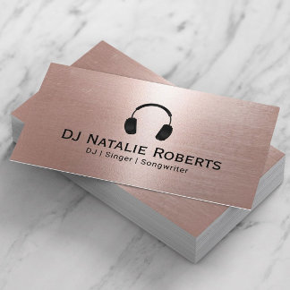 Tarjeta De Visita DJ Music Deejay Modern Rubor Rosa Gold