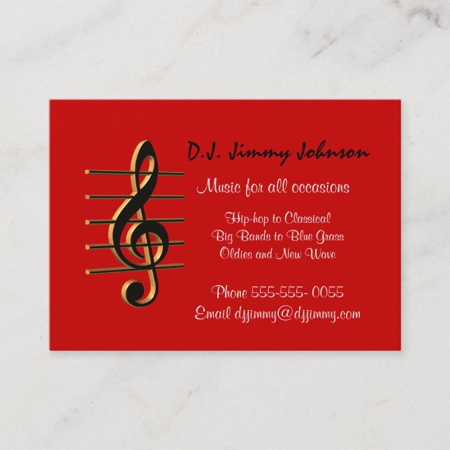 Tarjeta De Visita DJ music G clef Business Card (Anverso)