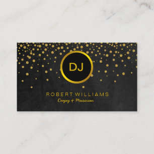 Tarjeta De Visita DJ Músico Profesional Teacher de Música Gold Black