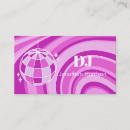 Tarjeta De Visita DJ Retro Groovy Wave Disco Ball Purple