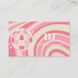 Tarjeta De Visita DJ Retro Groovy Wave Disco Ball Rosa