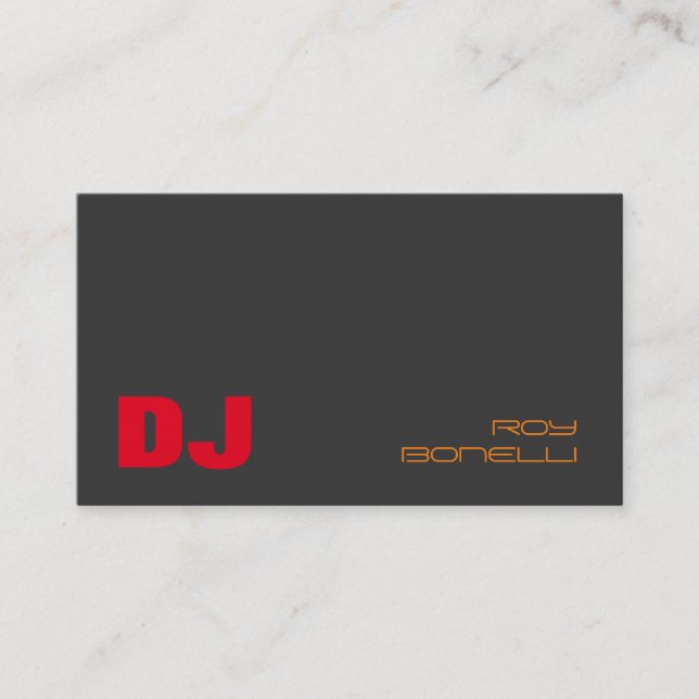 Tarjeta De Visita DJ Stylish Grey Background Red Naranja (Anverso)