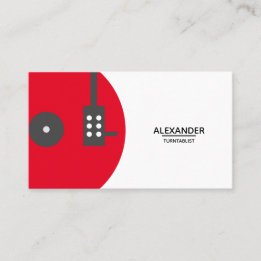 Tarjeta De Visita DJ Vinyl Record Rojo moderno