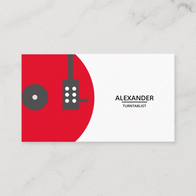 Tarjeta De Visita DJ Vinyl Record Rojo moderno (Anverso)