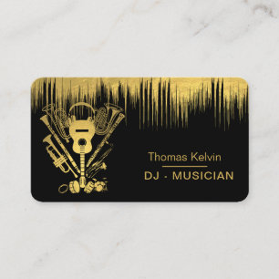 Tarjeta De Visita DJ's Music Instruments Event Organizer Gold