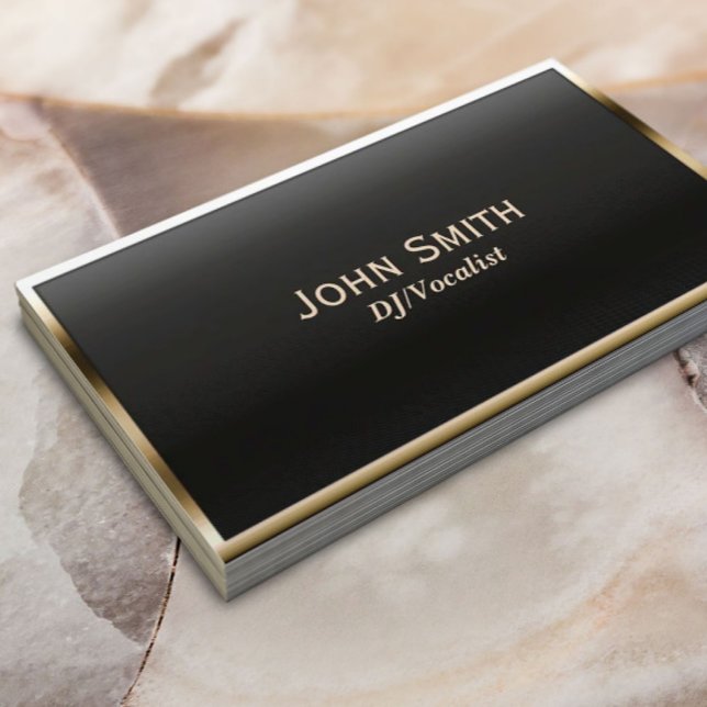 Tarjeta De Visita DJs Música moderna con marco de oro (Subido por el creador)