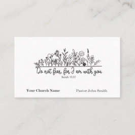 Tarjeta De Visita Do Not Fear Bible Verse Floral Doodle Church