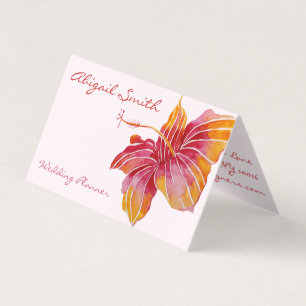 Tarjeta de visita doblada flor hawaiana del