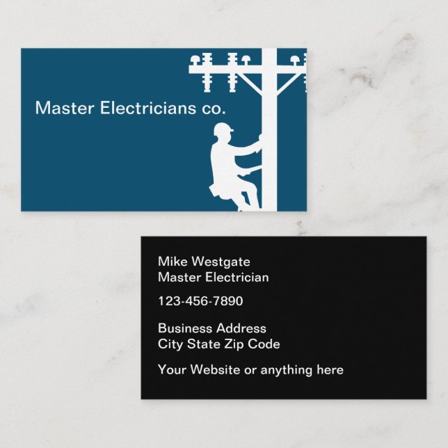 Tarjeta De Visita Doble cara de Servicio de Electricidad Maestro (Anverso / Reverso)