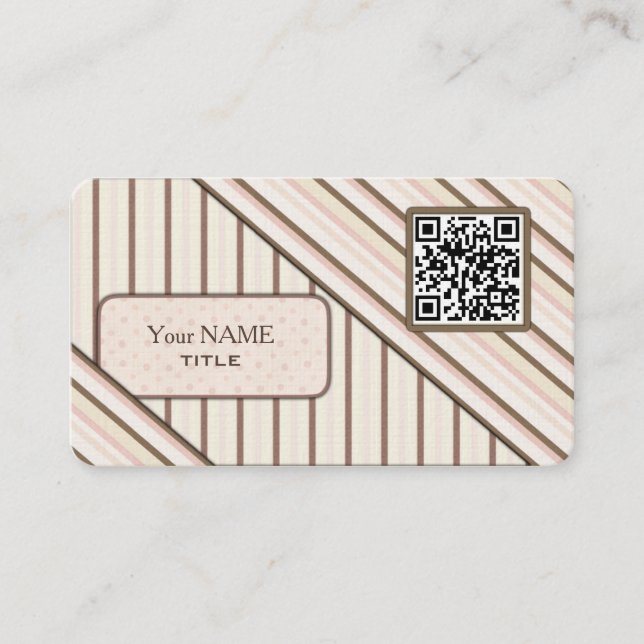 Tarjeta De Visita Doble código QR rosa retro (Anverso)