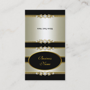 Tarjeta De Visita Doble Elegante Crema Oro Negro