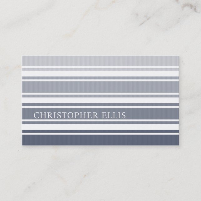 Tarjeta De Visita Doble Rayado | Slate Azul Ombre (Anverso)