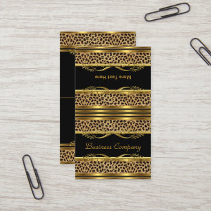 Tarjeta De Visita Doble sobre elegante estampado de leopardo negro d