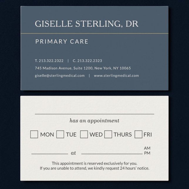 Tarjeta De Visita Doctor Office Blue Appointment Reminder (Subido por el creador)