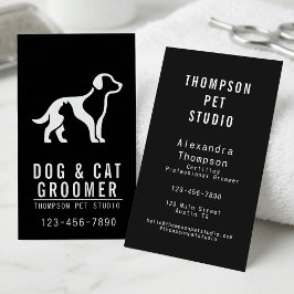 Tarjeta De Visita Dog And Cat Groomer Modern Bold Professional