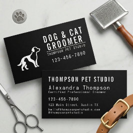 Tarjeta De Visita Dog And Cat Groomer Modern Bold Professional