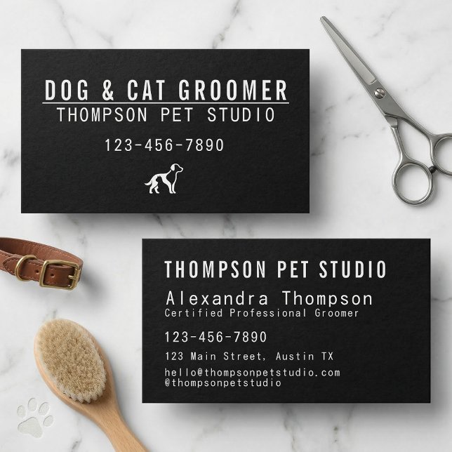 Tarjeta De Visita Dog And Cat Groomer Modern Bold Professional (Subido por el creador)