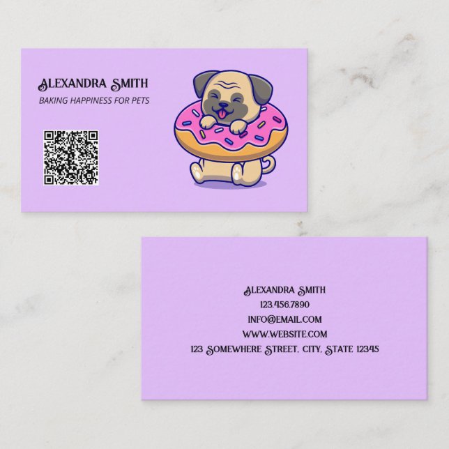 Tarjeta De Visita Dog Bakery Personalizado QR (Anverso / Reverso)
